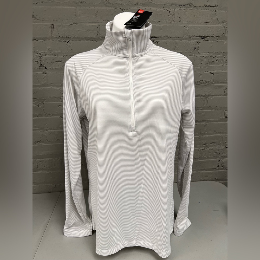 Under Armour Gray Striped Quarter-Zip Top